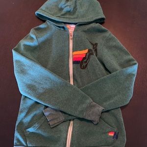 Aviator Nation Forest Green Surfer Zip Up Hoodie